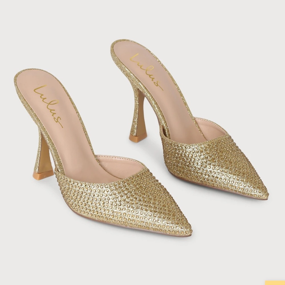 Kistler Gold Rhinestone Slide Heels
